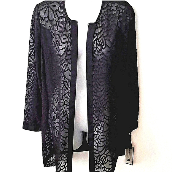 Karl Lagerfeld Paris Sheer Floral Lace Open Front Jacket Blouse XS NWT - Picture 12 of 16